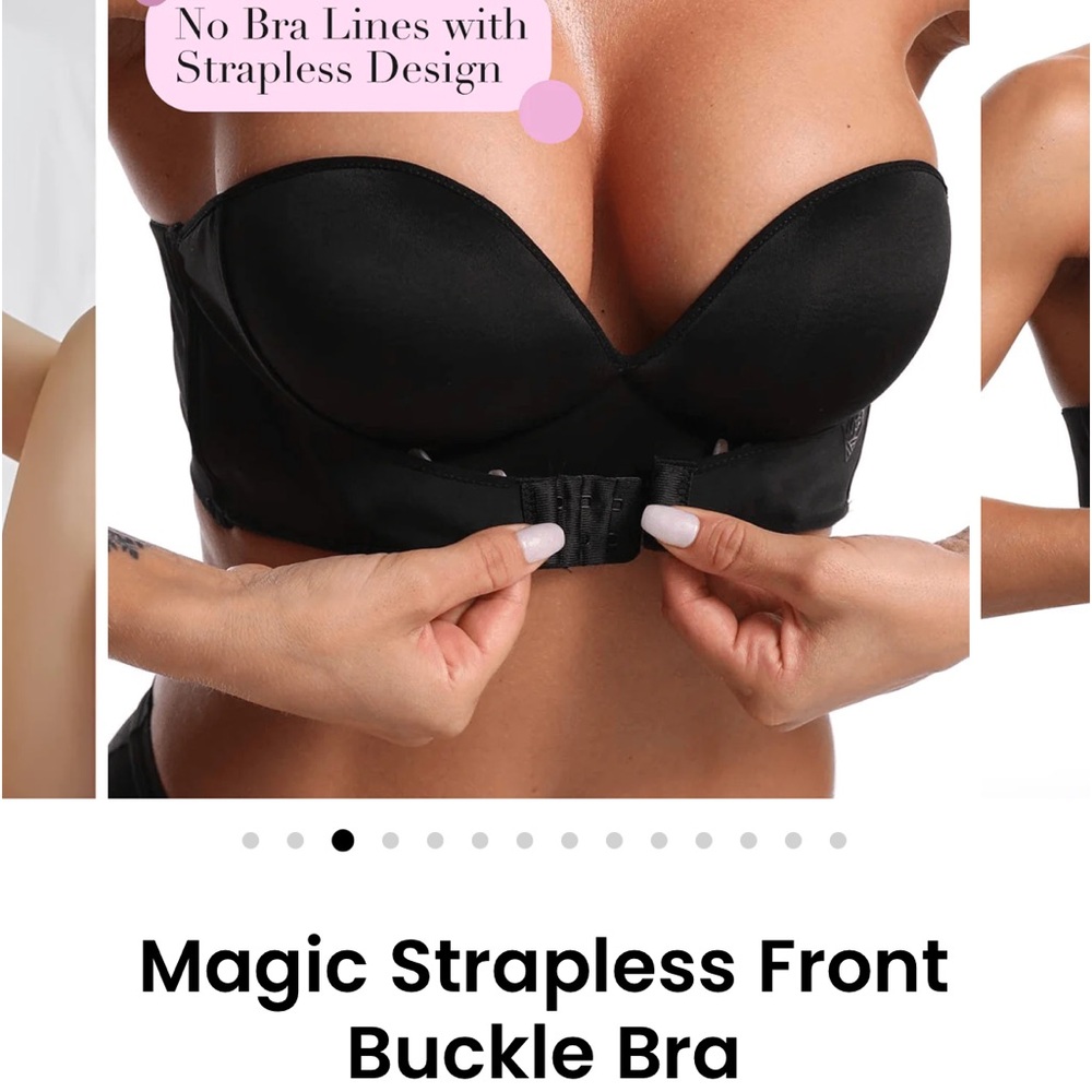 NEW ✨Magic Bra Wireless Strapless Bra 34D Black Front Closure